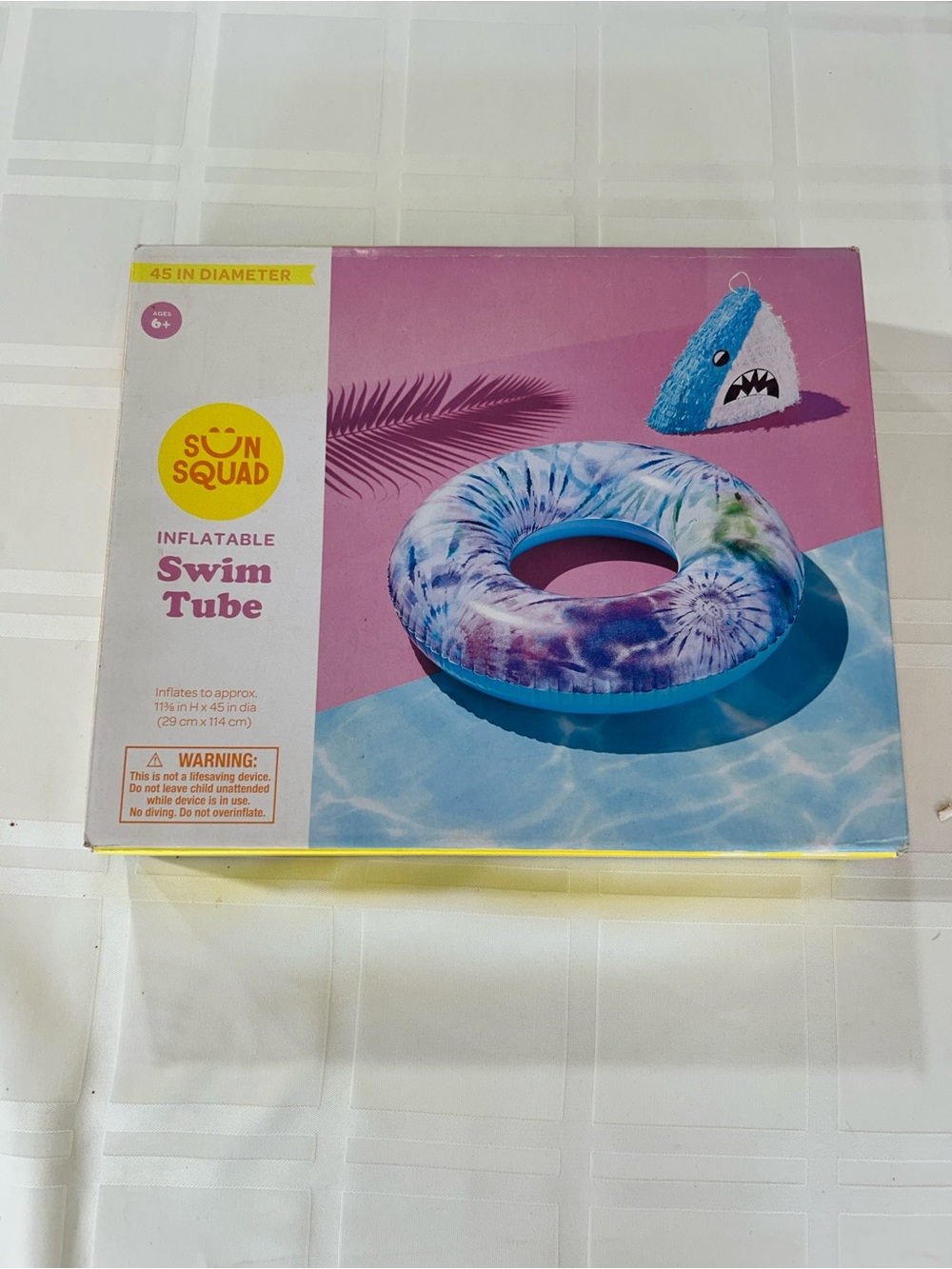 Sun Squad Inflatable Tie-Dye Swim Tube - Blue & Purple NIB